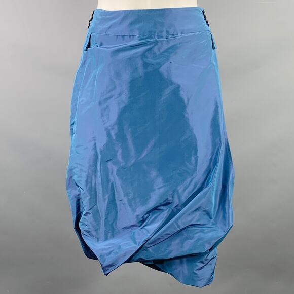 PAUW Size S Powder Blue Taffeta Bubble Hem Skirt - Picture 1 of 7